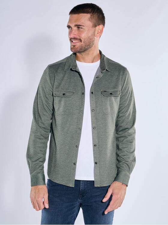 emilio adani Herren Langarm-Shirt mit Polokragen Gruen 39579