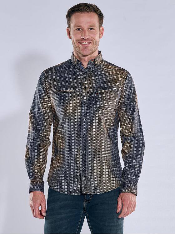 engbers Herren Langarm-Hemd gemustert Orange 39442