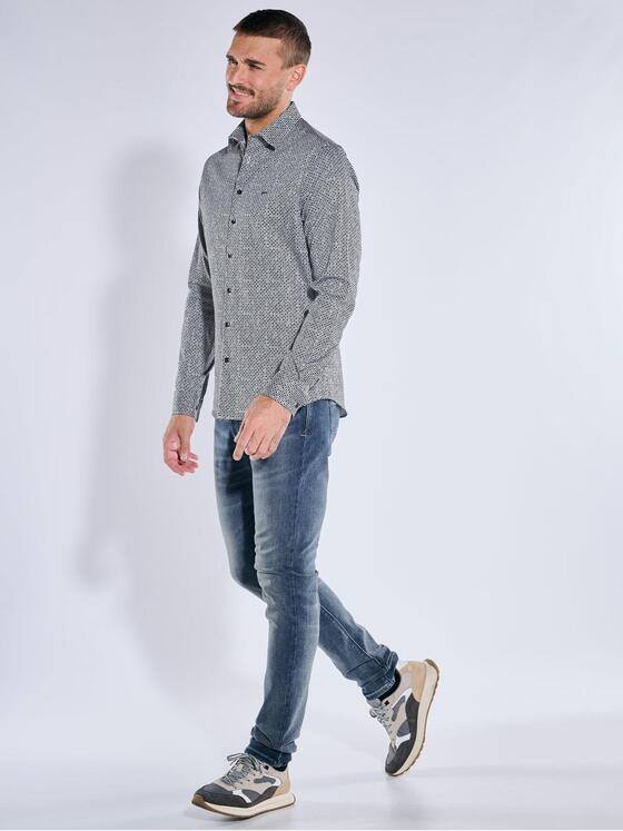 emilio adani Herren Langarm-Hemd aus Jersey Schwarz 39205