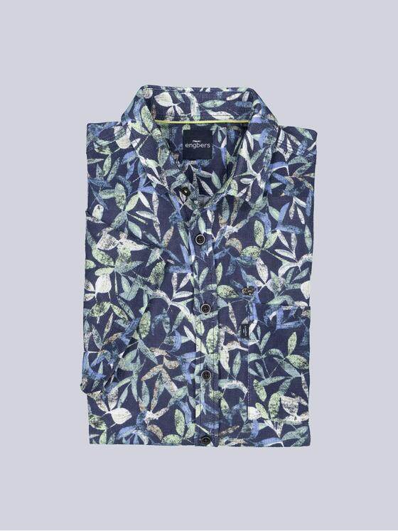 engbers Herren Kurzarm-Hemd gemustert Saphirblau 38514