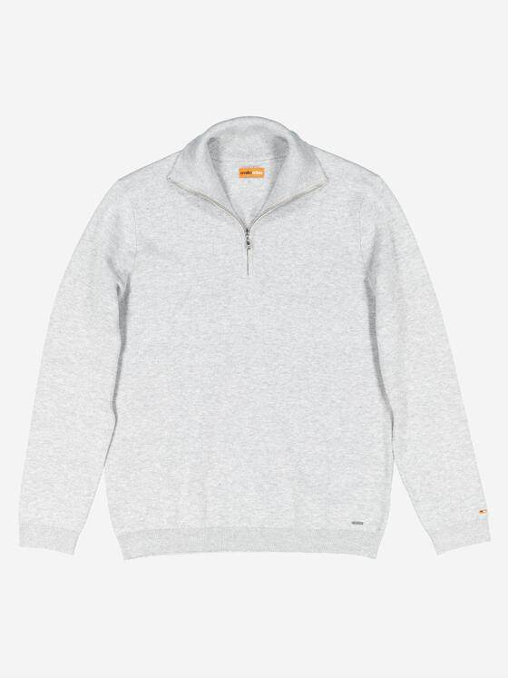 emilio adani Herren Pullover mit Troyerkragen Grau 37858