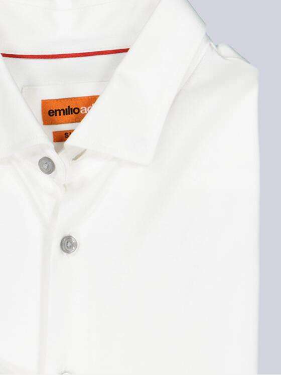 emilio adani Herren Jersey-Hemd Langarm Reinweiss 35161