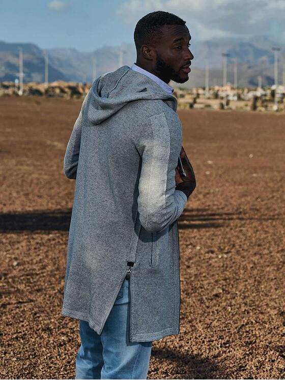 emilio adani Herren Cardigan mit Kapuze Grau 33009