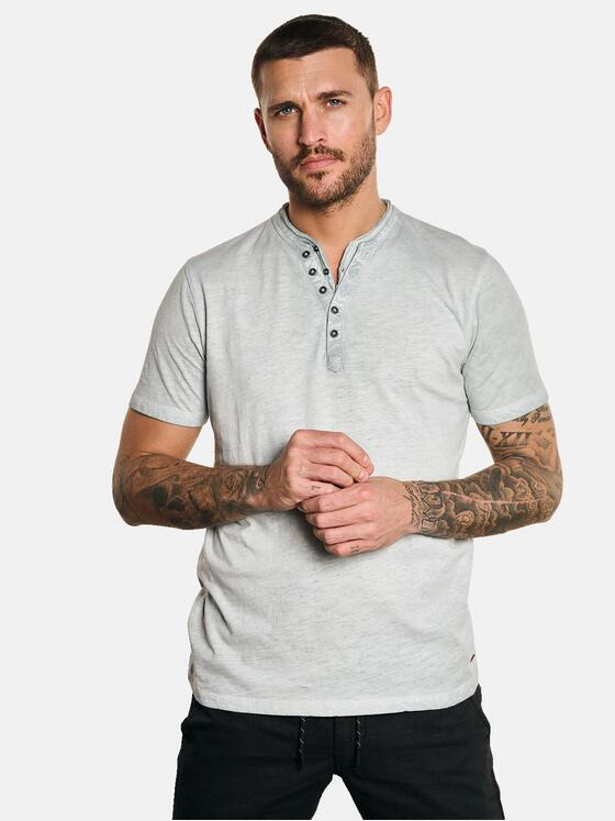 emilio adani Herren Henley T-Shirt Grau 33021