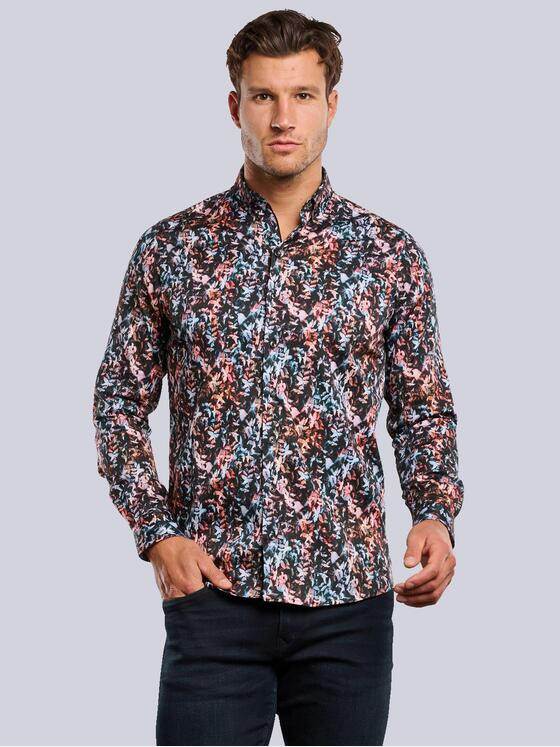 ENGBERS GERMANY Herren Langarm-Hemd mit Satin-Anteil Orange 33794