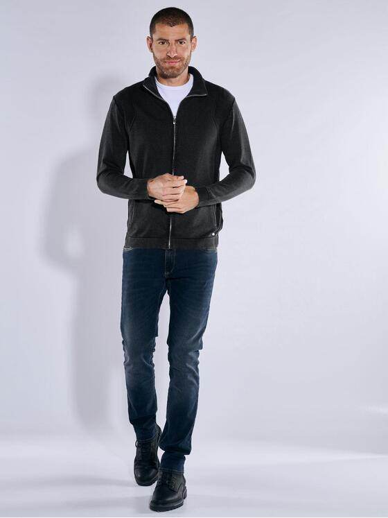 engbers Herren Cardigan mit Zipper Schwarz 37623