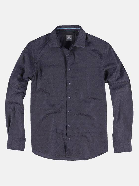 ENGBERS GERMANY Herren Gemustertes Langarmhemd aus Baumwolle Saphirblau 30531