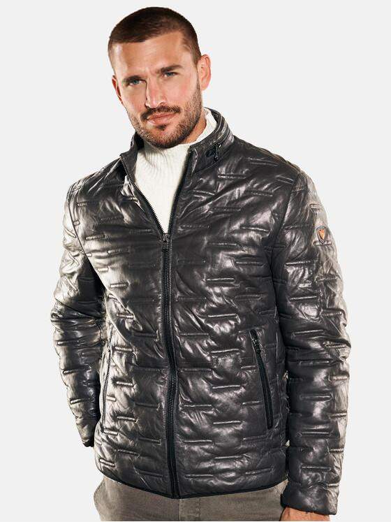 emilio adani Herren Lederjacke regular Grau 35201