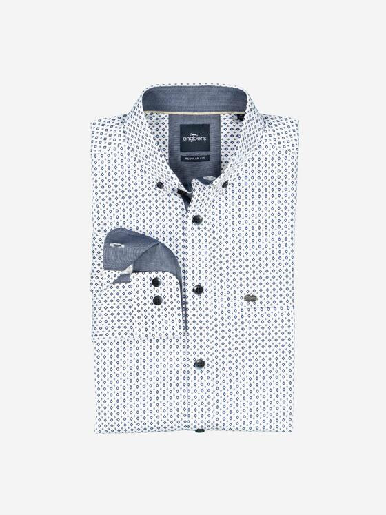 engbers Herren Langarm-Hemd gemustert Blau 37851