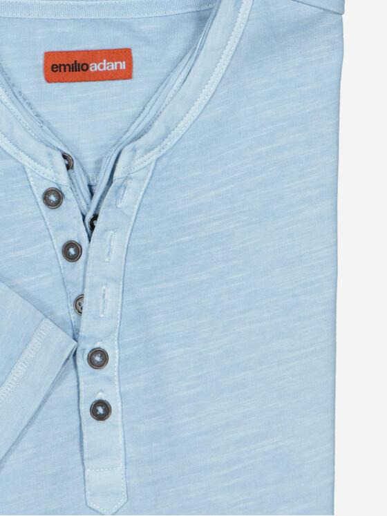 emilio adani Herren Henley-Shirt regular Blau 37086