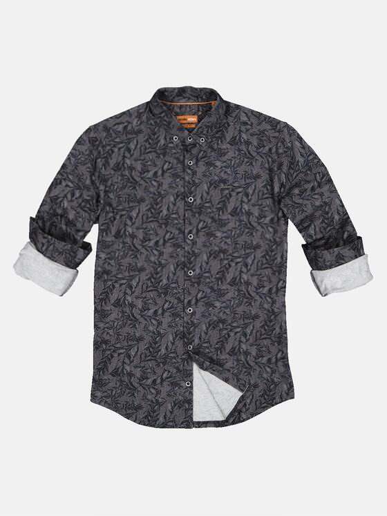 emilio adani Herren Langarm-Hemd mit floralem Print Türkis 33344