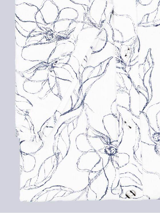 emilio adani Herren Kurzarm-Hemd gemustert Reinweiss 38895