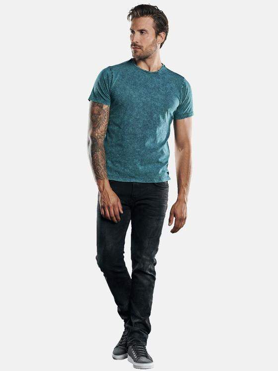 emilio adani Herren Außergewöhnlich gefärbtes Rundhals T-Shirt Türkis 30189