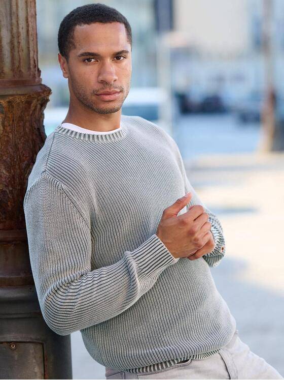 emilio adani Herren Strickpullover strukturiert Silbergrau 39525