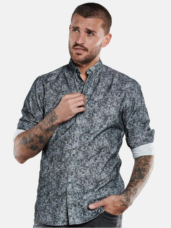 emilio adani Herren Langarm-Hemd aus Cord Grau 33695