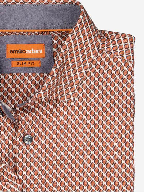 emilio adani Herren Langarm-Hemd gemustert Orange 37675