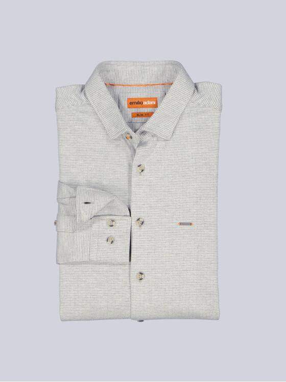 emilio adani Herren Langarm-Hemd in Jerseyqualität Silbergrau 39634