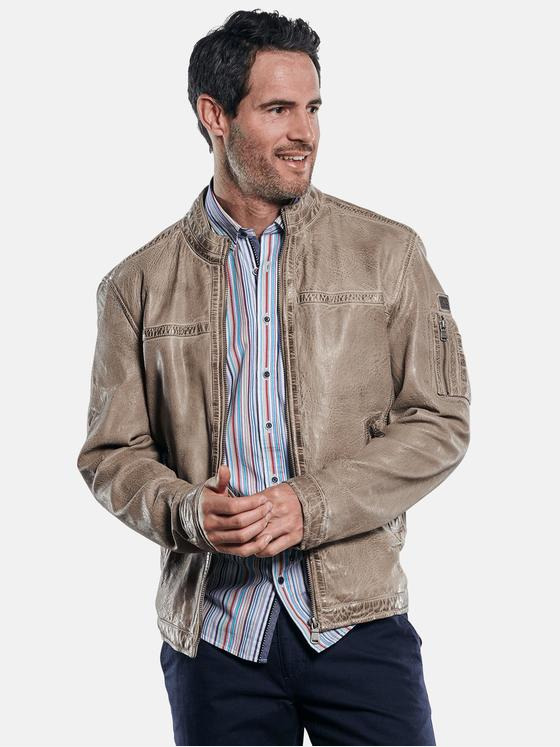 engbers Herren Lederjacke Bikerstyle Sand 32183