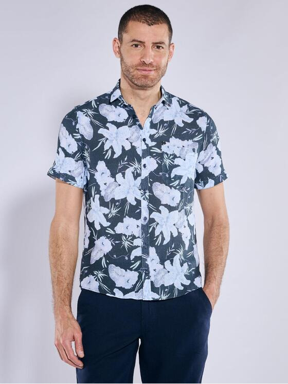 engbers Herren Kurzarm-Hemd gemustert Blau 36984