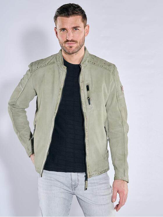 emilio adani Herren Lederjacke aus Nubukleder Grün 38417