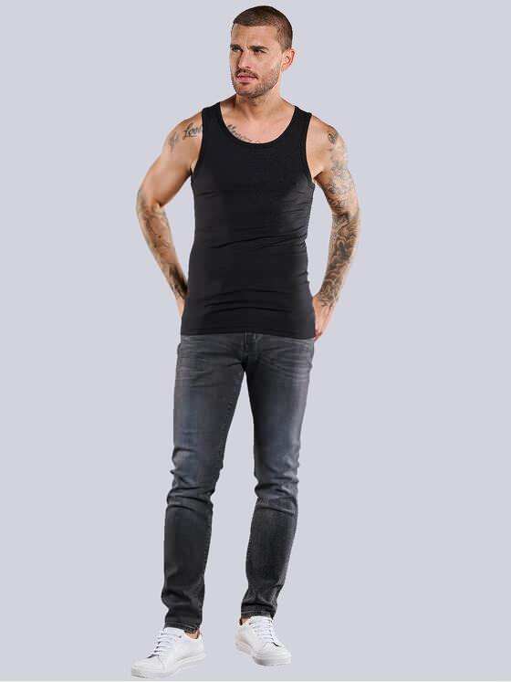 emilio adani Herren Tank-Top uni Schwarz 38168