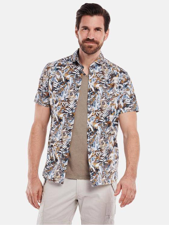 engbers Herren Kurzarm-Hemd gemustert Braun 35027