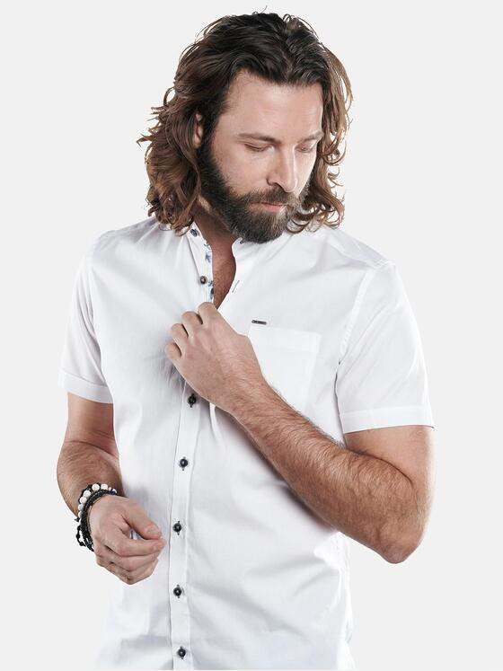 emilio adani Herren Kurzarmhemd aus Comfort-Stretch Weiß 29693