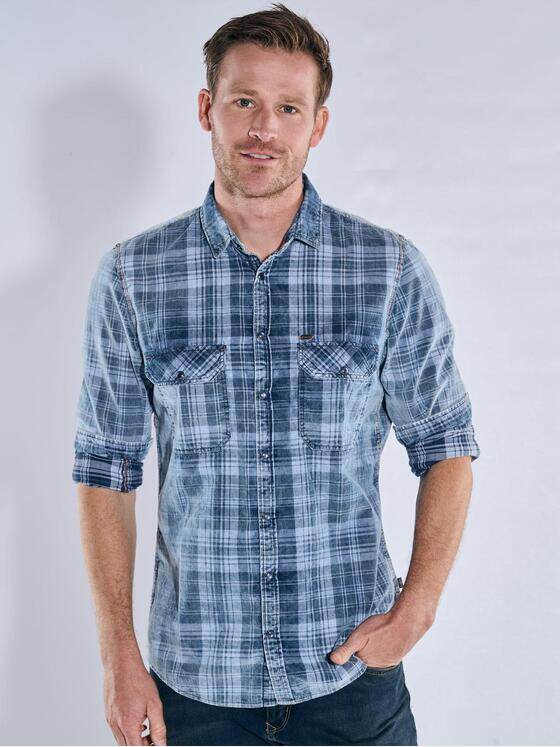 engbers Herren Langarm-Hemd aus Babycord Indigoblau 39432