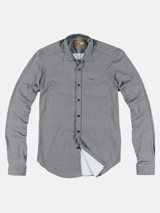 emilio adani Herren Langarm-Hemd gemustert Kieselgrau 32024