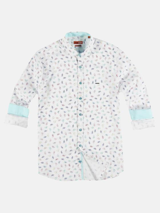 emilio adani Herren Langarmhemd mit individuellem Druck Weiß 31348