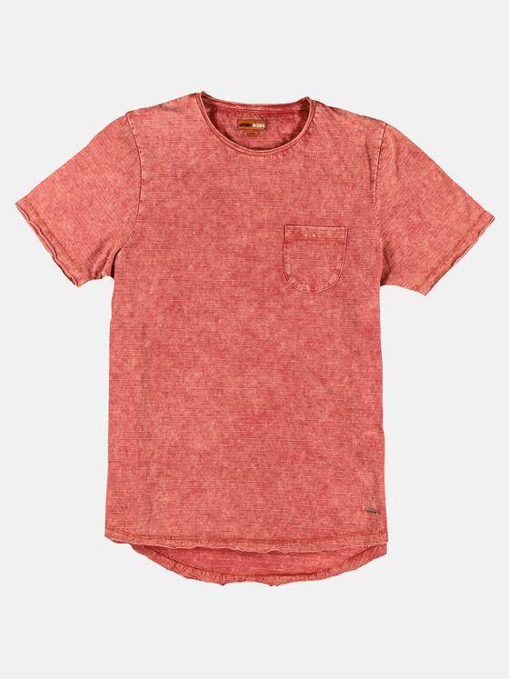 emilio adani Herren Rundhals T-Shirt mit dezentem Streifenmuster Rot 29680