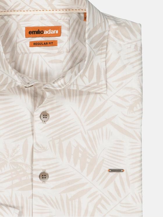 emilio adani Herren Langarm-Hemd gemustert Beige 35117
