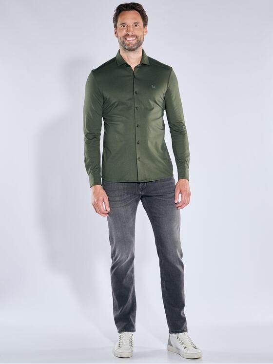 ENGBERS GERMANY Herren Langarm-Hemd aus Pima Baumwolle Dunkelgruen 39573