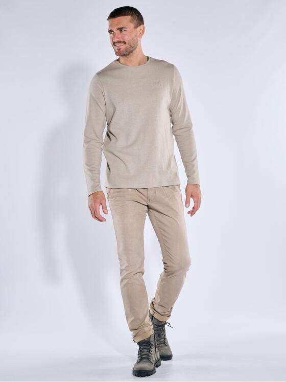 emilio adani Herren Langarm-Shirt strukturiert Braunbeige 39313