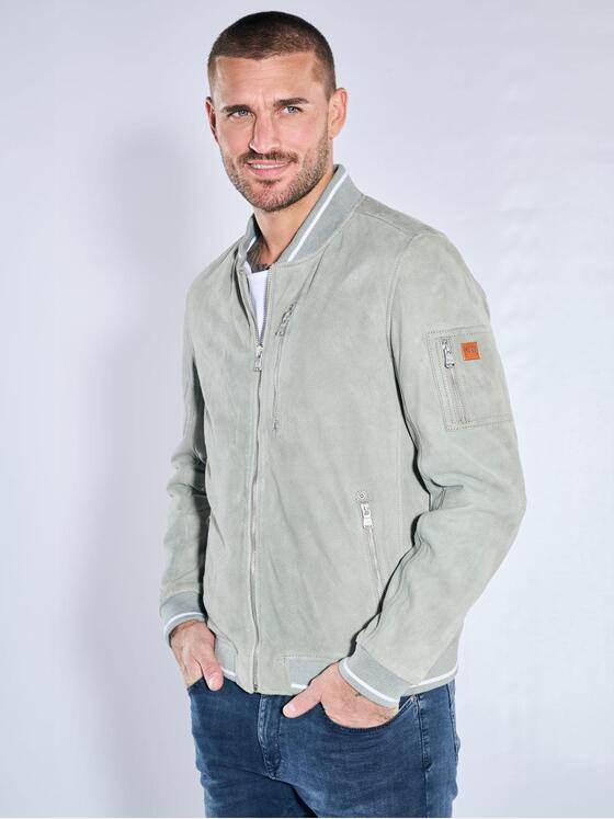 emilio adani Herren Lederjacke Hellgruen 40002