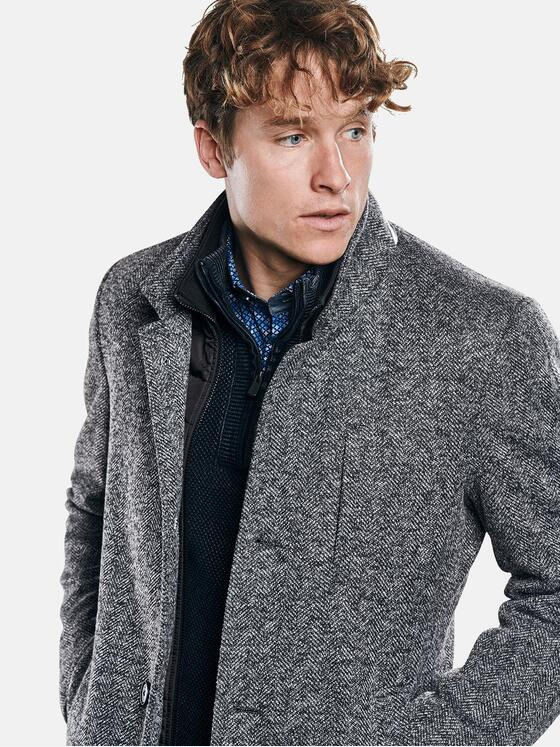 engbers Herren Mantel in Pfeffer und Salzoptik Kieselgrau 30771