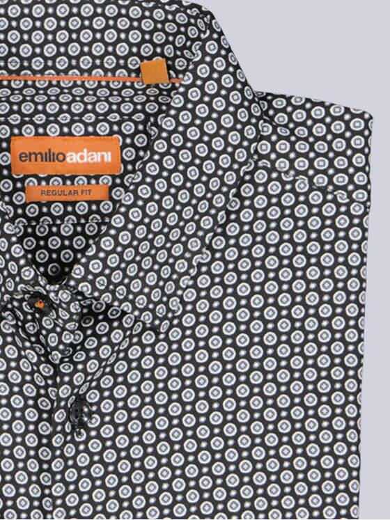 emilio adani Herren Langarm-Hemd gemustert Schwarz 39597
