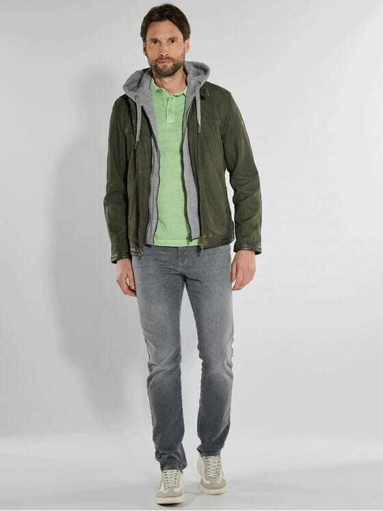 engbers Herren Lederjacke mit Kapuze Dunkelgruen 36170