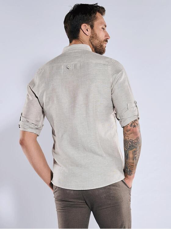 emilio adani Herren Langarm-Hemd uni Beige 36575