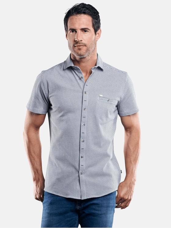engbers Herren Baumwollhemd mit Minimal-Druck Mittelblau 29513