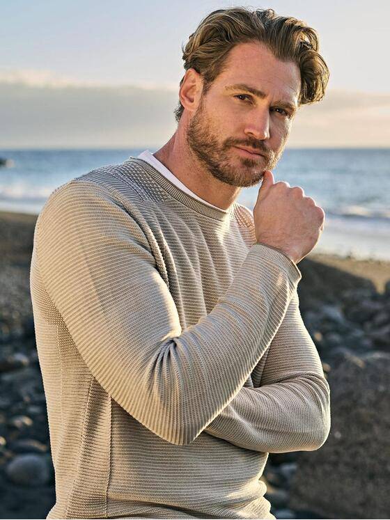engbers Herren Pullover regular Beige 38312