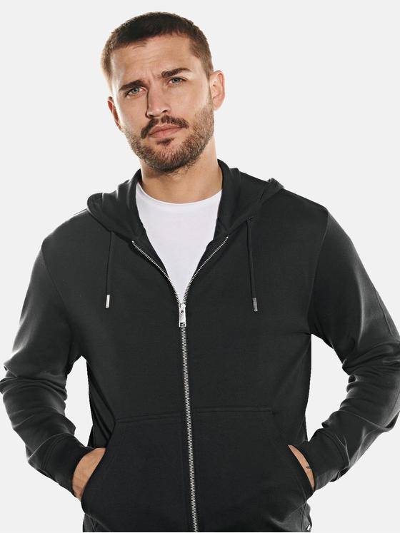 emilio adani Herren Sweatjacke Kapuze Schwarz 31801