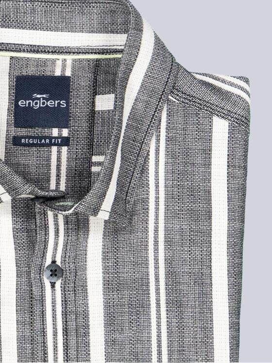 engbers Herren Kurzarm-Hemd gestreift Schwarz 38513