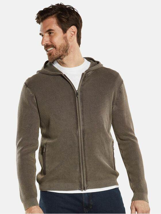 engbers Herren Cardigan mit Kapuze Braunbeige 34373
