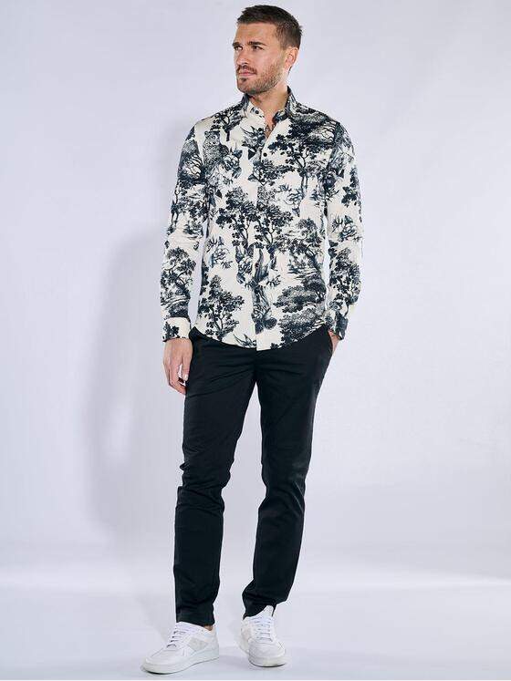 emilio adani Herren Langarm-Hemd regular Schwarz 38344