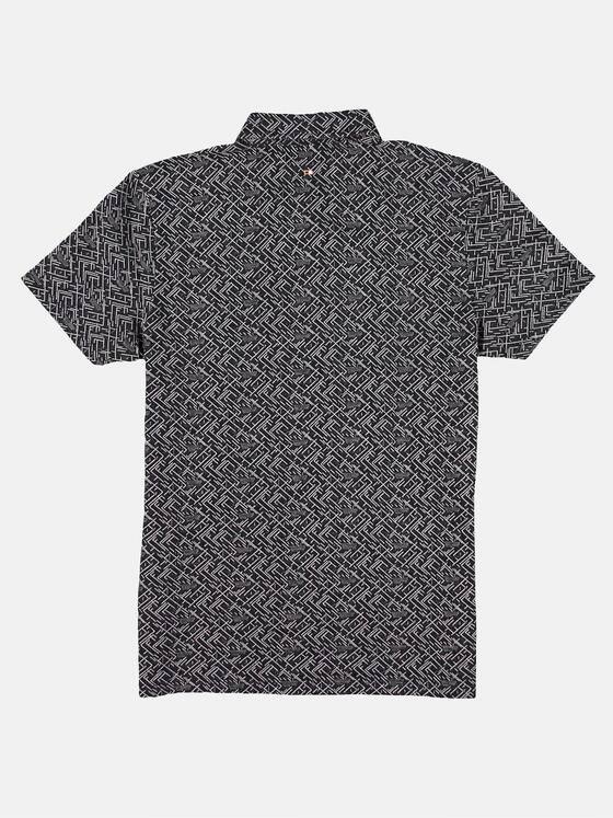 emilio adani Herren Baumwoll-Poloshirt mit Jacquard-Struktur Schwarz 29888