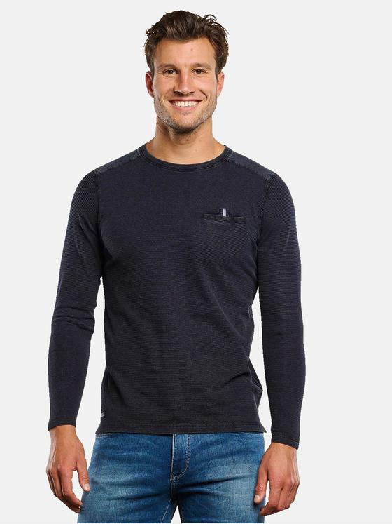 engbers Herren Langarm-Shirt strukturiert Saphirblau 33766