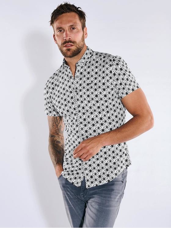 emilio adani Herren Kurzarm-Hemd slim fit Schwarz 36334