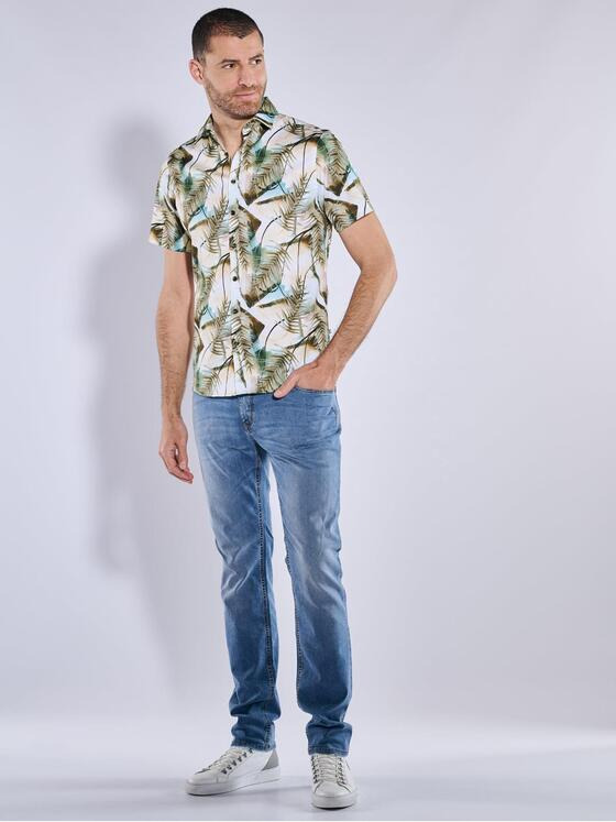 ENGBERS GERMANY Herren Kurzarm-Hemd slim fit Grün 37078