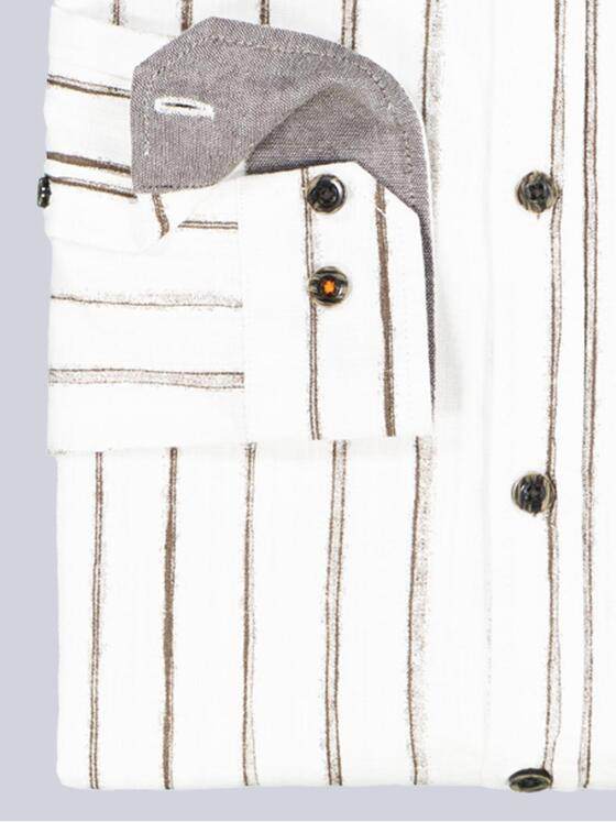 emilio adani Herren Langarm-Hemd gestreift Naturweiss 38483